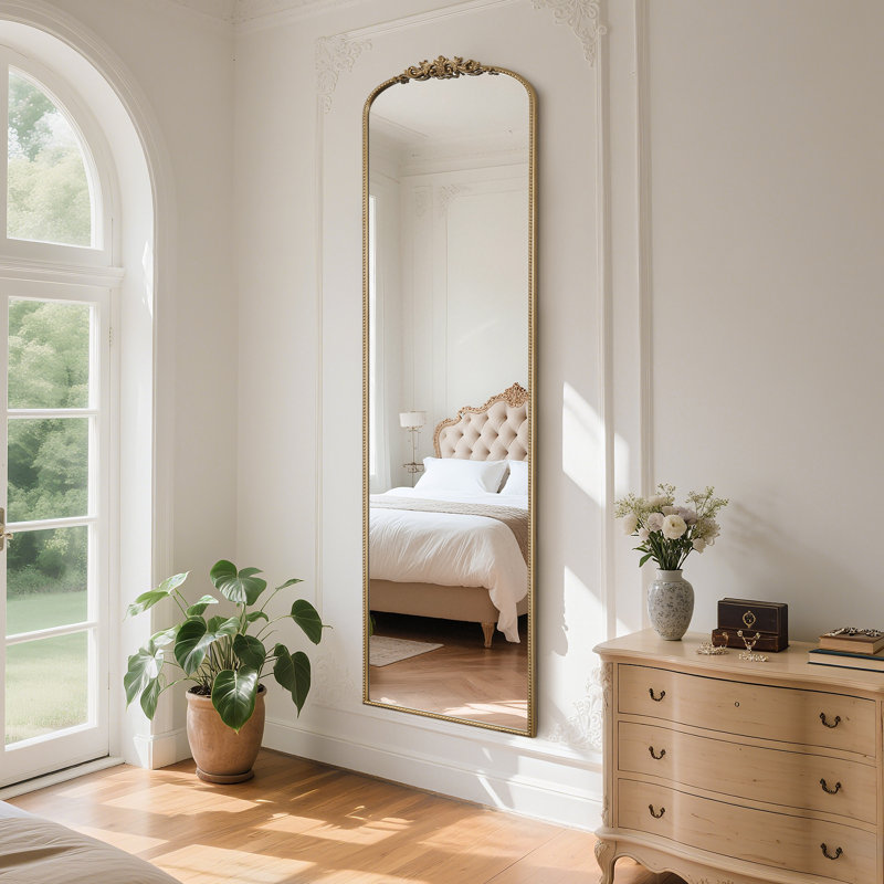 Glass Full Length Mirror, Gold, 78" x 21"