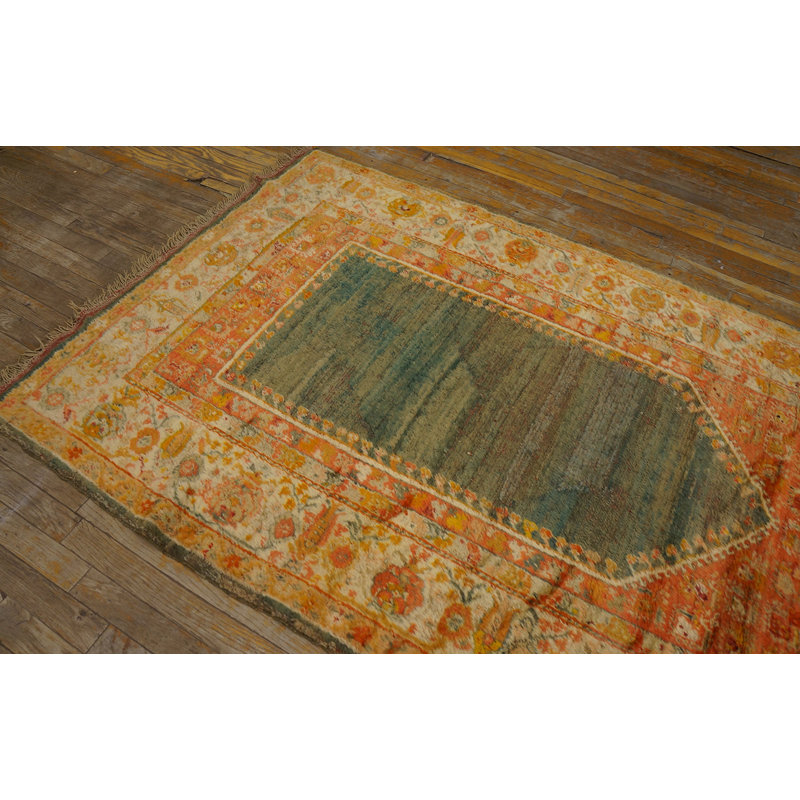 Small Scatter Size Antique Turkish Angora Oushak Islamic Prayer Rug