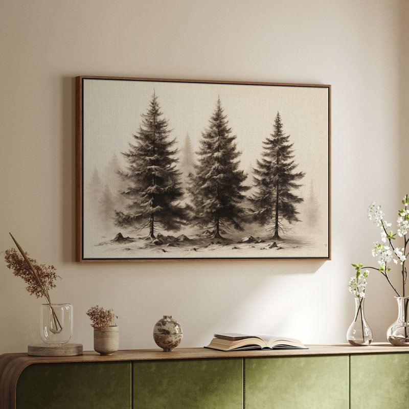 Paysage rétro CLCL, Toile encadrée, H 27 po x l 41 po, Noyer