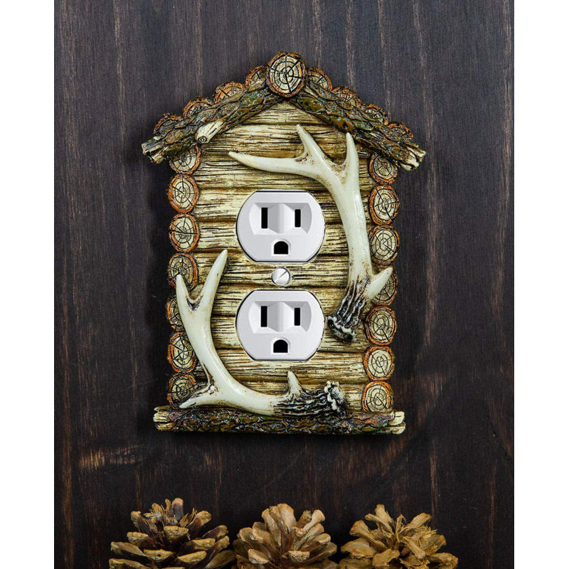 Plaque murale à 2 prises Cabry Lodge Home with Deer