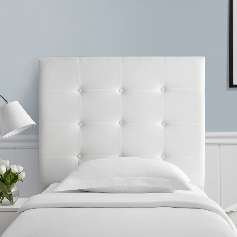 Villa Classic - Tufted College Dorm Headboard With Legs, White, Velvet