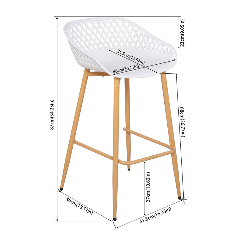 Counter Stool with Metal Frame, White/Brown