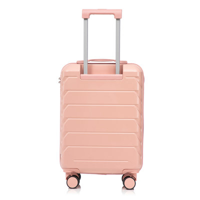 14"/20" 2 pcs/set in ABS Spinner Wheel Luggage, with Combination Lock,14" Cosmetic Case (Pink)