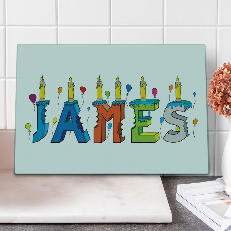 Ambesonne James Cutting Board Large Size Birthday Candle Pattern Multicolor