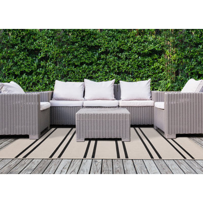 Tapis rayé blanc intérieur / extérieur scandinave