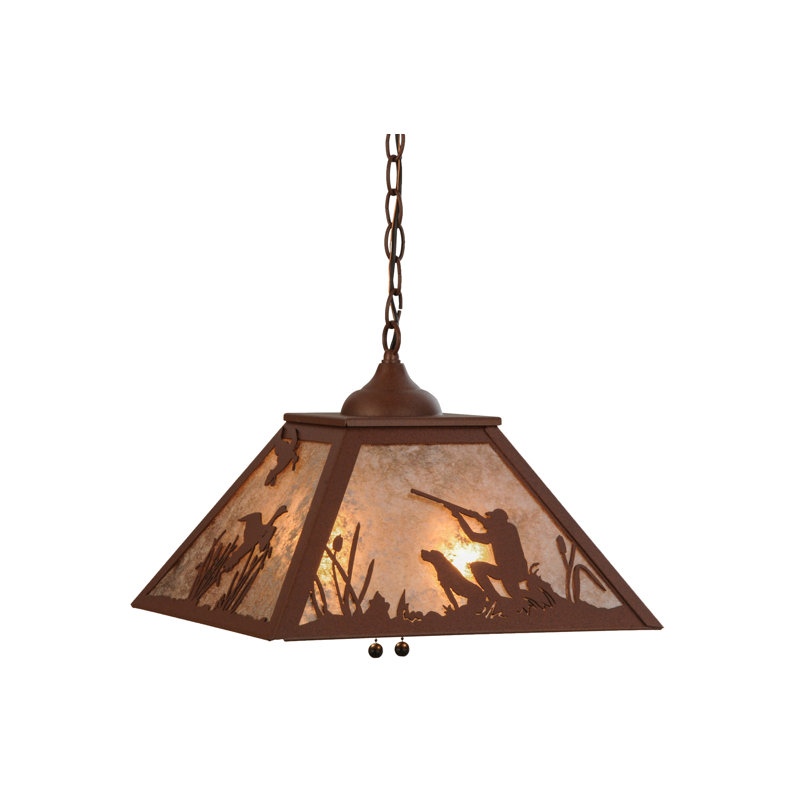 Luminaire suspendu conique unique 2 lumières Quail Hunter avec chien
