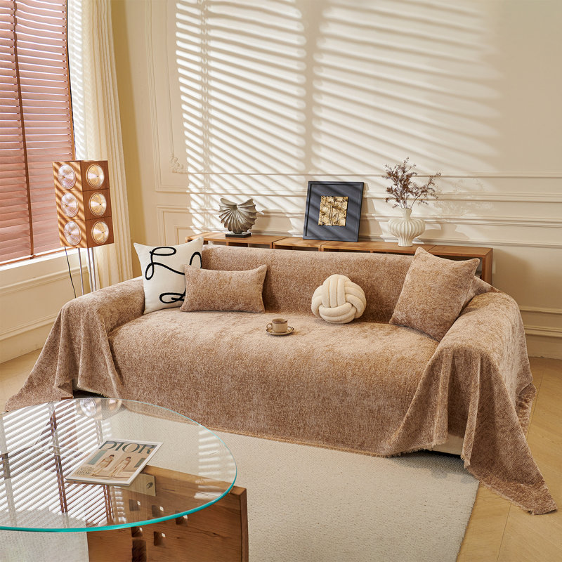 Housse pour canapé Elegant Nordic Chenille, H 71 po x l 118 po, Brun