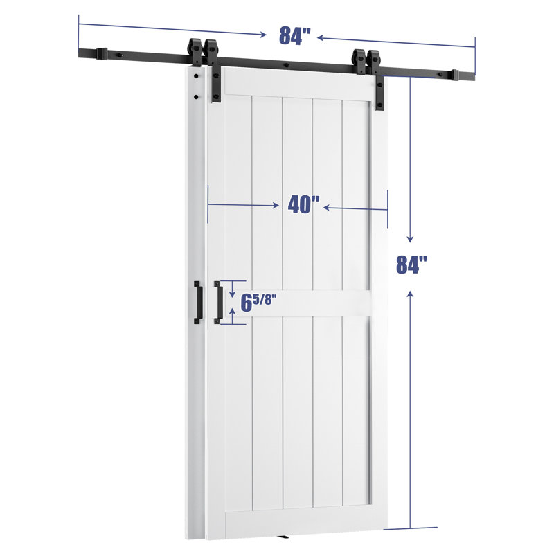 Portes de grange doubles à panneaux en bois manufacturé avec ensemble de quincaillerie (la taille n'inclut pas la zone de chevauchement: 7 po)