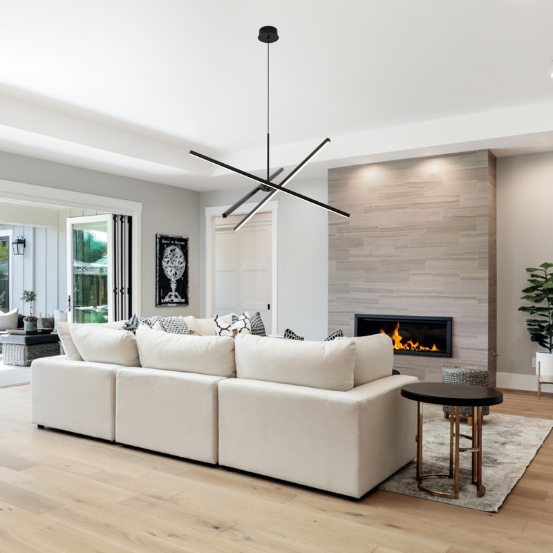 Zhangjing3 Modern Chandelier Sputnik LED Kitchen Island Dimmable, 37.7"H x 37.7"W x 37.7"D, Black