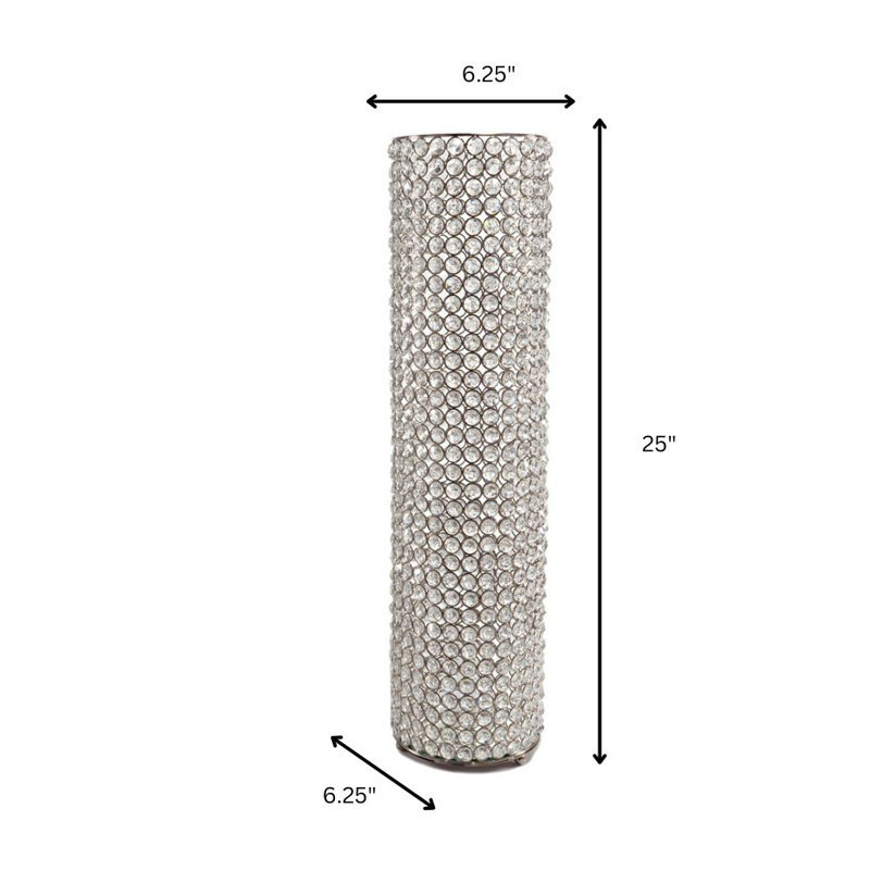 Tubo Lg Cristal Cylinder Vase, overall height- 24.75"