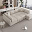 Canapé beige en chenille à accoudoirs carrés-1526976094