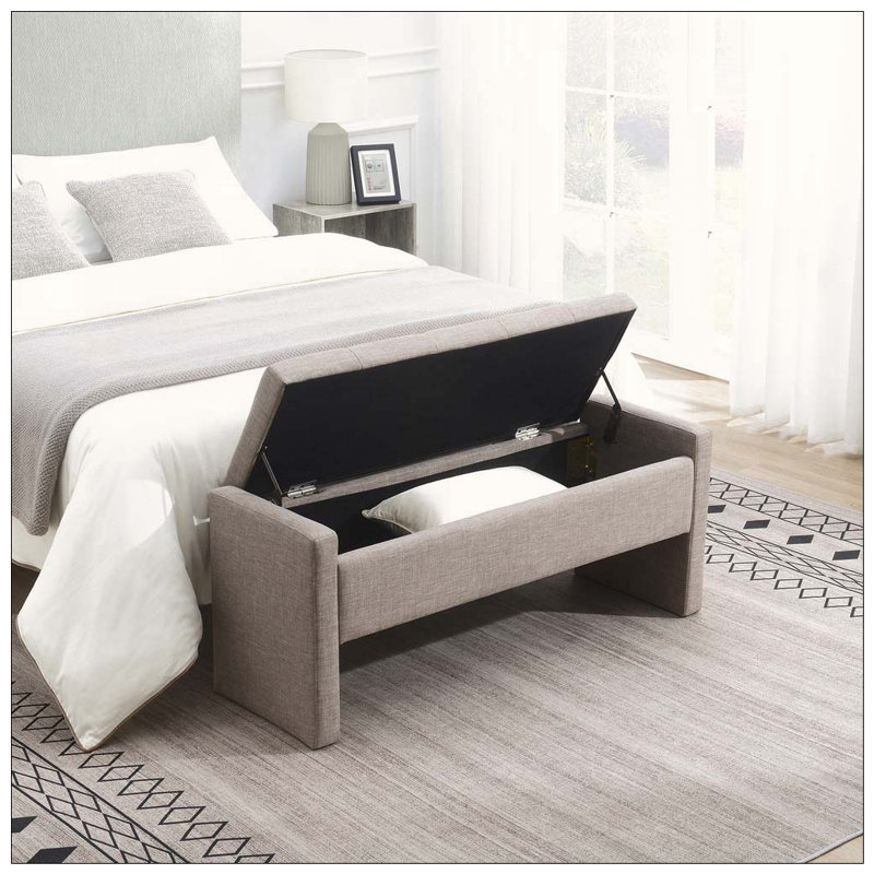 Banc de lit moderne avec rangement, Brun / gris
