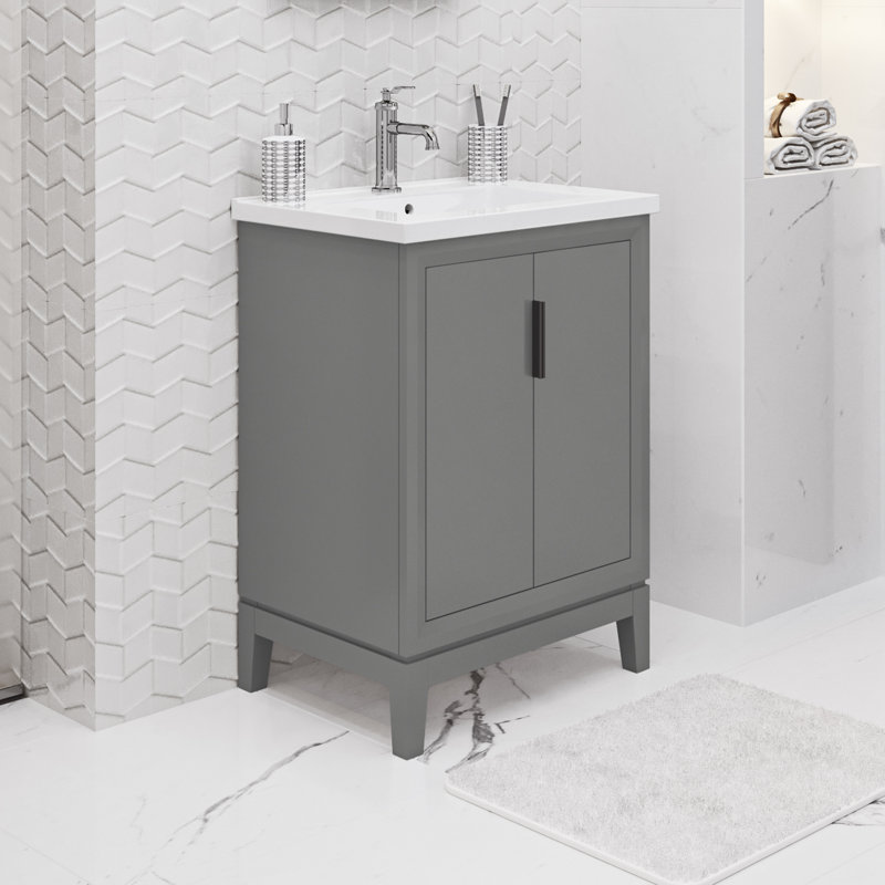 Ensemble de meuble-lavabo simple 24 po Elise, Gris cachemire, Chrome