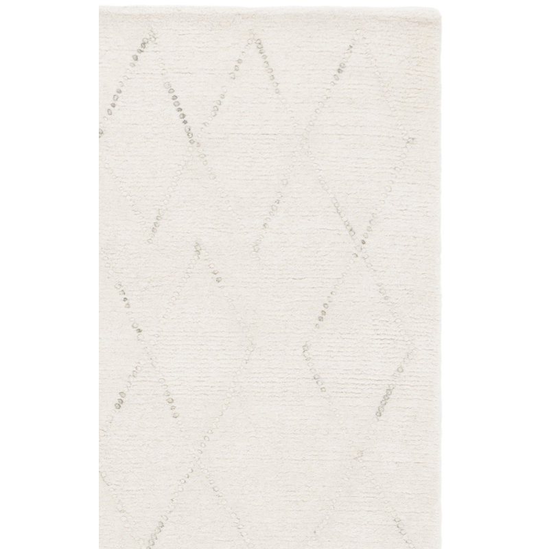 Harvest 201 Hand Tufted Wool/Cotton Geometric Rug in Ivory/Green, Rectangle 3' x 5'