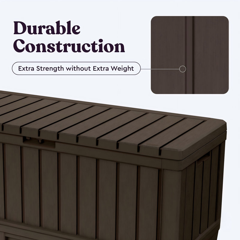 Boîte de rangement en résine pour rangement extérieur, 1 unité 92 gallons, (brun), Brun