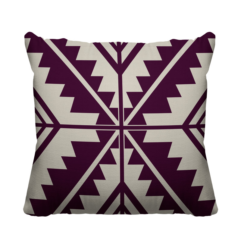 Coussin décoratif intérieur / extérieur Tala Southwestern, L 19 po x H 19 po, Mauve