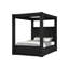 Grand lit à finition noire audacieuse avec revêtement en velours riche, boutons, style contemporain, tête de lit et accents de cristal pour la conception de la chambre à coucher