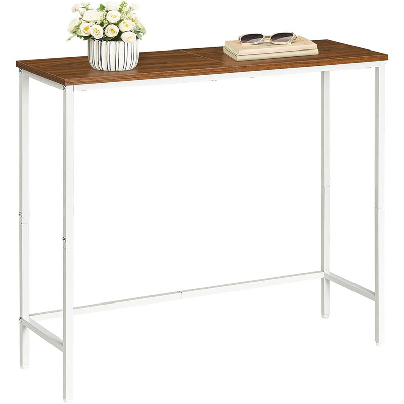 Console étroite, petite table d'entrée de 29,5 po, canapé mince, table d'appoint, table de présentation, pour couloir, chambre à coucher, salon, vestibule, blanc et noyer WH75XG01