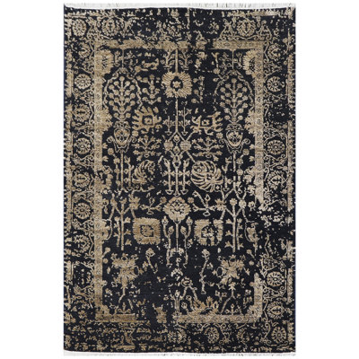 One-of-a-Kind Rectangle 4' x 6' in Denim/Brown