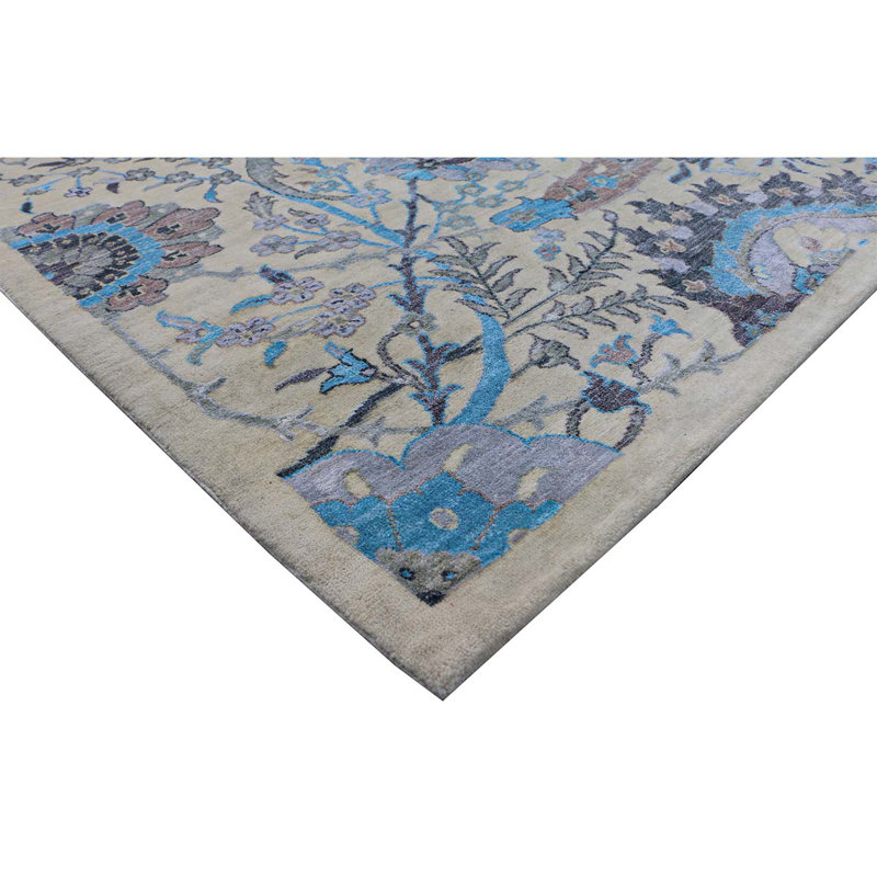 Tapis ivoire et multicolore noué à la main de haute qualité, Rectangle de 5 pi x 8 pi