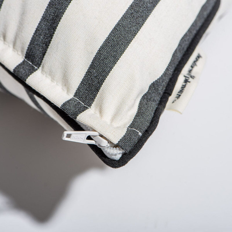 Indoor/Outdoor Pillow Cover & Insert, Black/White Striped, Square 18"