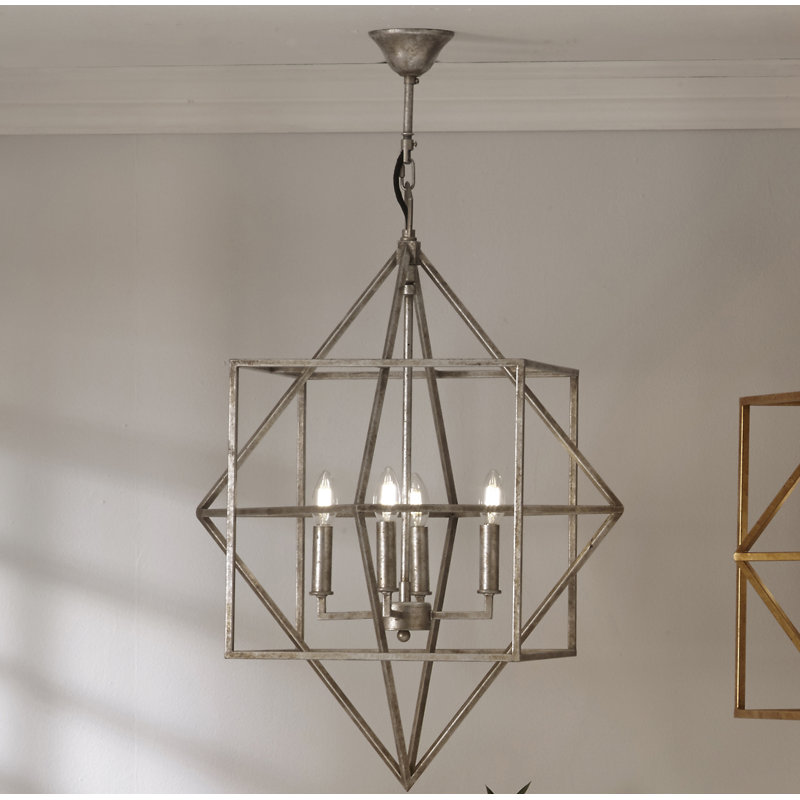 Riey 4 - Light Geometric Chandelier, Silver