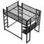 Lit mezzanine double en métal avec bureau et rangement pour les adolescents - noir, 78,07 po de profondeur, 57,58 largeur, 70,85 hauteur, 115,1 lb, conception stable, intégré, garde-corps, lattes, tablettes triangulaires, fiable