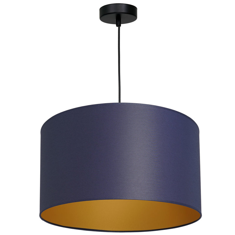 Latwanna 1 - Light Drum Chandelier, 110cm H x 75cm W x 75cm D, Black, Blue/Gold