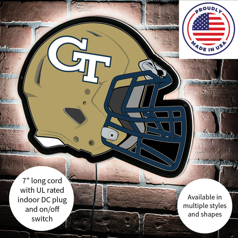 NCAA Team Helmet Shaped LED Lighted Wall Sign, Georgia Tech