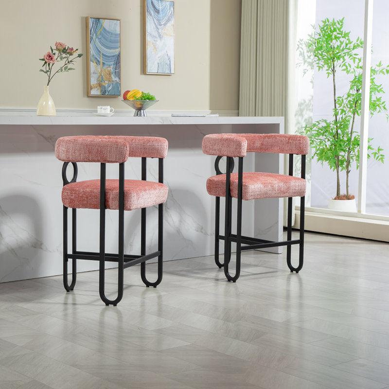 Chaises de bar modernes à coussins épais, Rose
