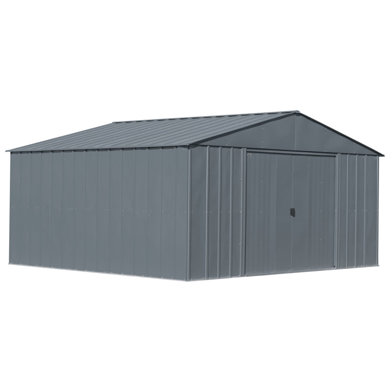 Charcoal Gray 14' x 12' Steel Storage Shed