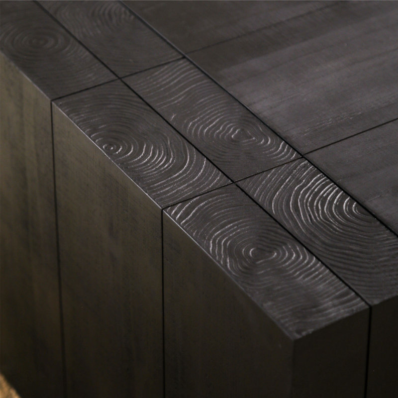 Modern Solid Wood Coffee Table, Black