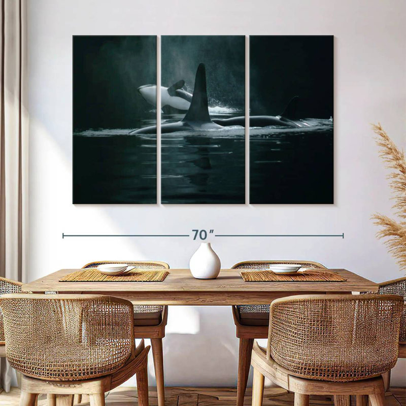Brampt Swimming Orca Whales, 36" H x 57" W