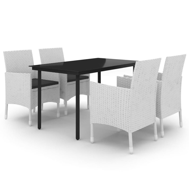 Rectangular 55.1" Long Dining Set with Cushions, Black, Black, 4