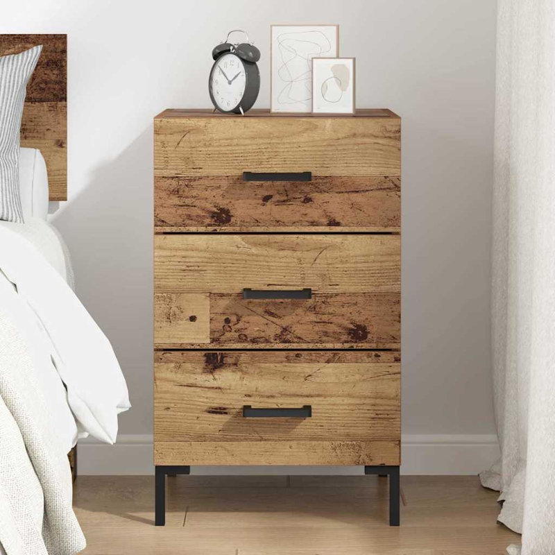 40cm W Manufactured Wood Bedside Table, Old Wood