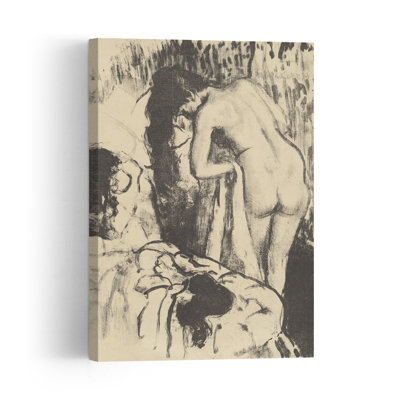 Femme nue debout, s'essuyant, vers 1890. Estampe d'art mural abstrait contemporain impressionniste.