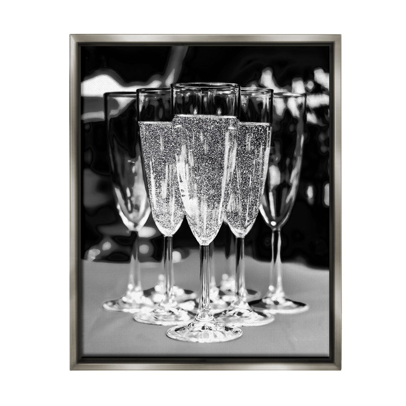 «Glam Champagne Flutes Floater Frame» par Lil 'Rue sur, Cadre flottant gris lustré, H 31 po x l 25 po