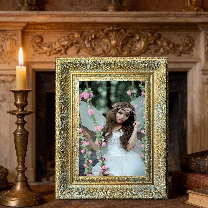 Cadre photo antique antique 1PC pour photos 8 po x 10 po et affichage mural et de table, Antique Gold, 1, 8" W x 10" H