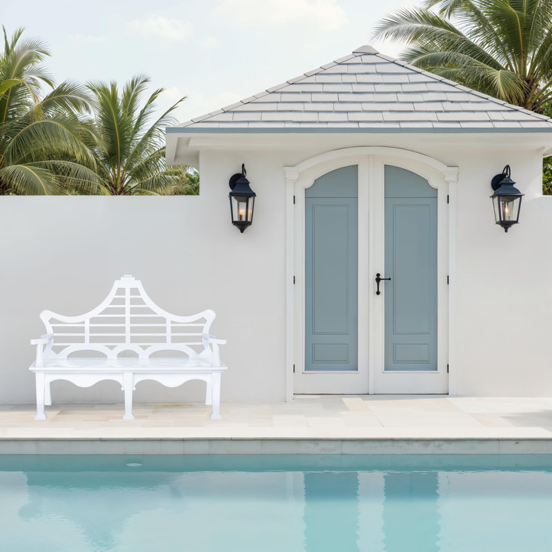 Bay Lake Garden Bench, Jet Black, Hydrangea White