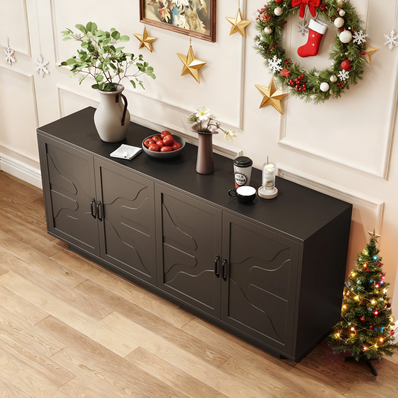 68" Sideboard Buffet Cabinet Credenza Storage With 4 Doors & Drawers