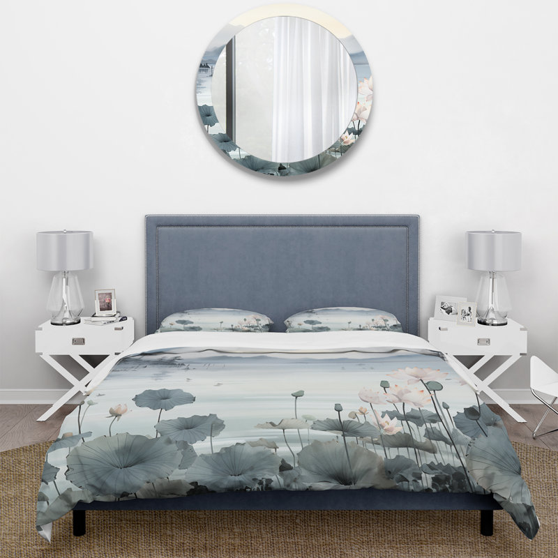 Ensemble de housse de couette Asian Art Ink Lake I - People - Microfibre de polyester