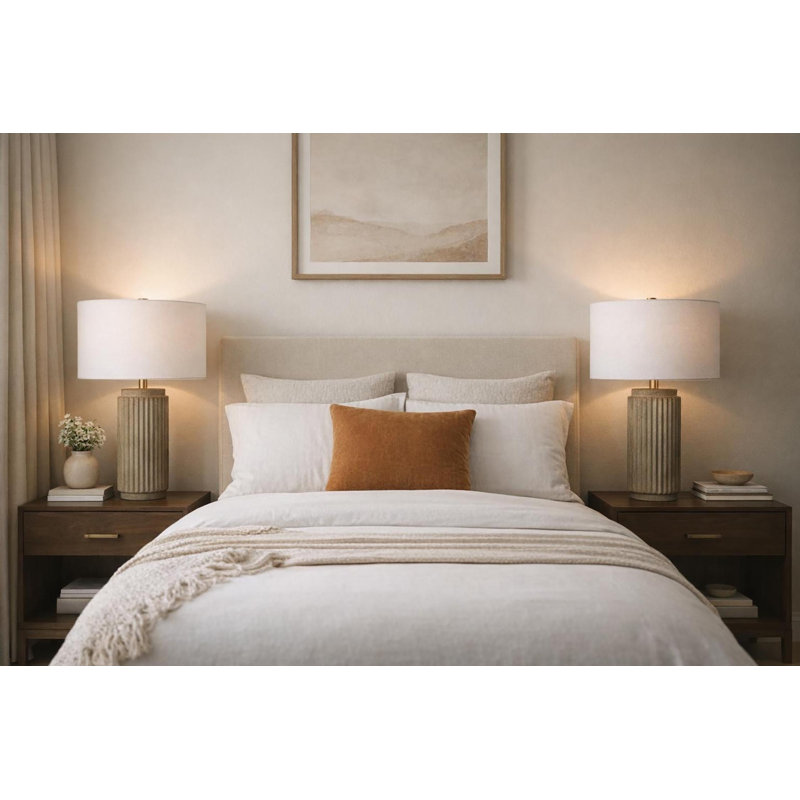 Lampe de table en céramique nervurée - 28 po x 17 po
