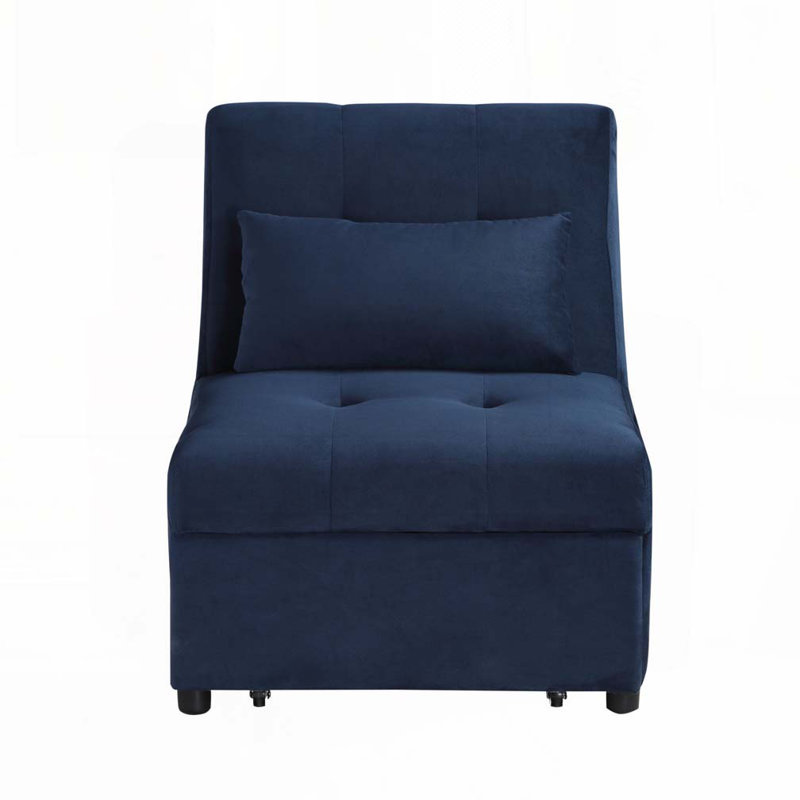 Fauteuil convertible en velours capitonné, Bleu très foncé