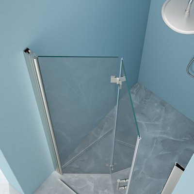 Porte de douche en verre trempé de l 30 po x H 72 po, nickel brossé - teinté, charnières d'options d'installation polyvalentes, installation de salle de bain peu encombrante