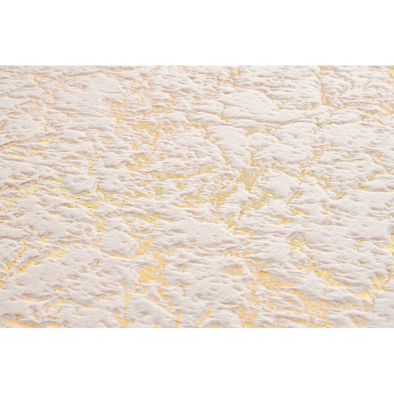 Tapis de luxe doré lavable à la machine à motif abstrait doré Chinchilla, Rectangle 6 pi x 9 pi