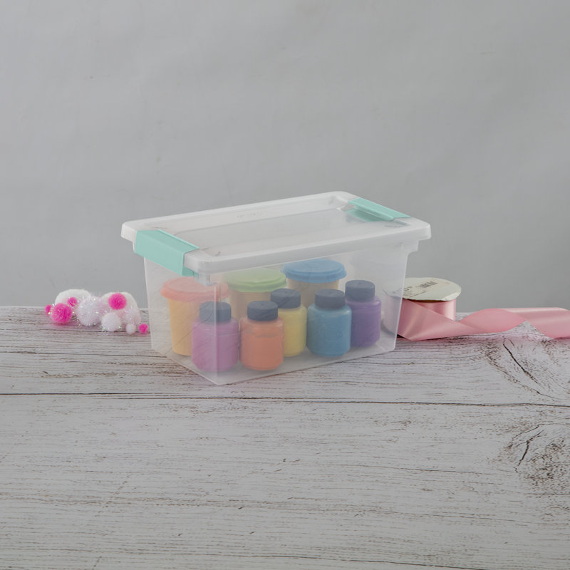 Sterilite Medium Clip Box, Stackable Small Storage Latch Lid Bin, Container Organizes Office, Crafts