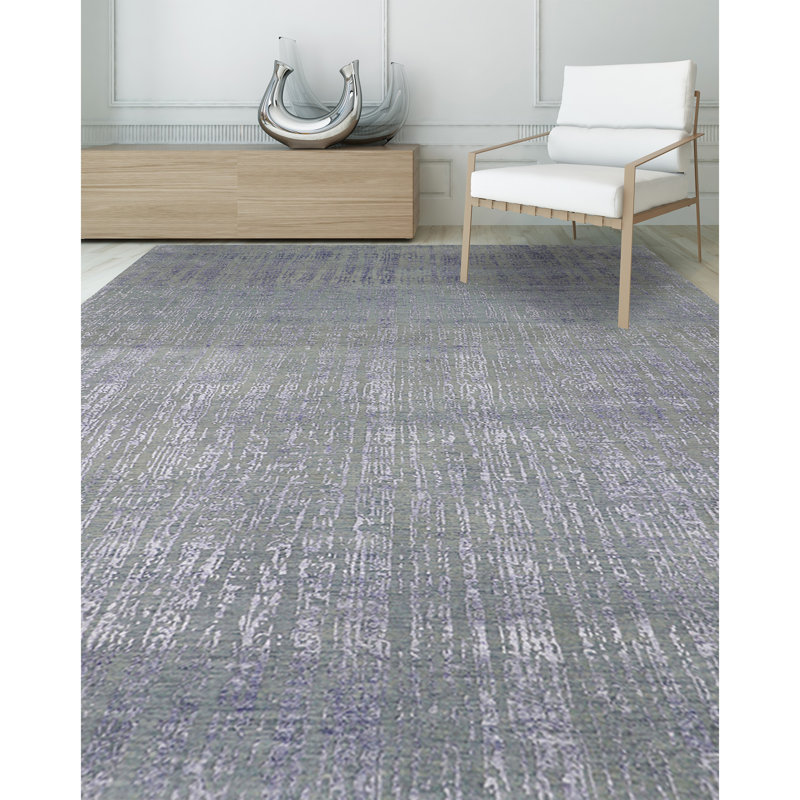 Hand Woven Wool Striped Area Rug, Rectangle 8' x 10'