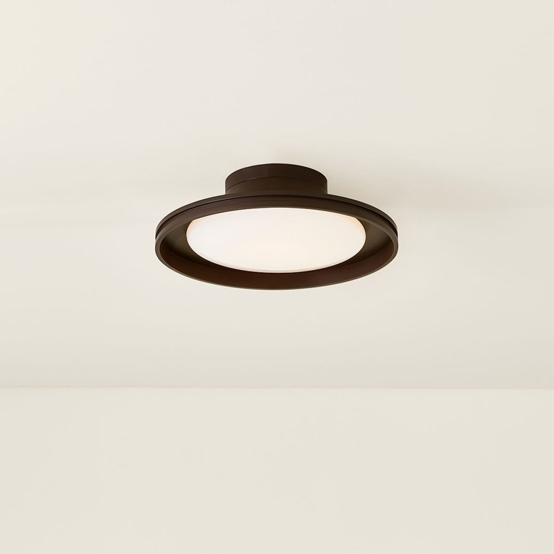 Bronze and Opal Glass 14.75" LED Flush Mount Light