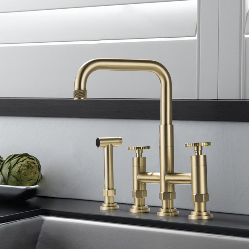 Selected Kitchen Faucet with Side Spray, Brushed Gold