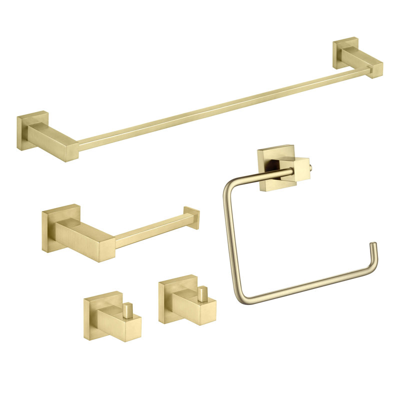 Ensemble de quincaillerie de salle de bain 5 pièces, Or brossé